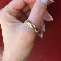 Size 14 Half Round Stepped Edge Gold Band