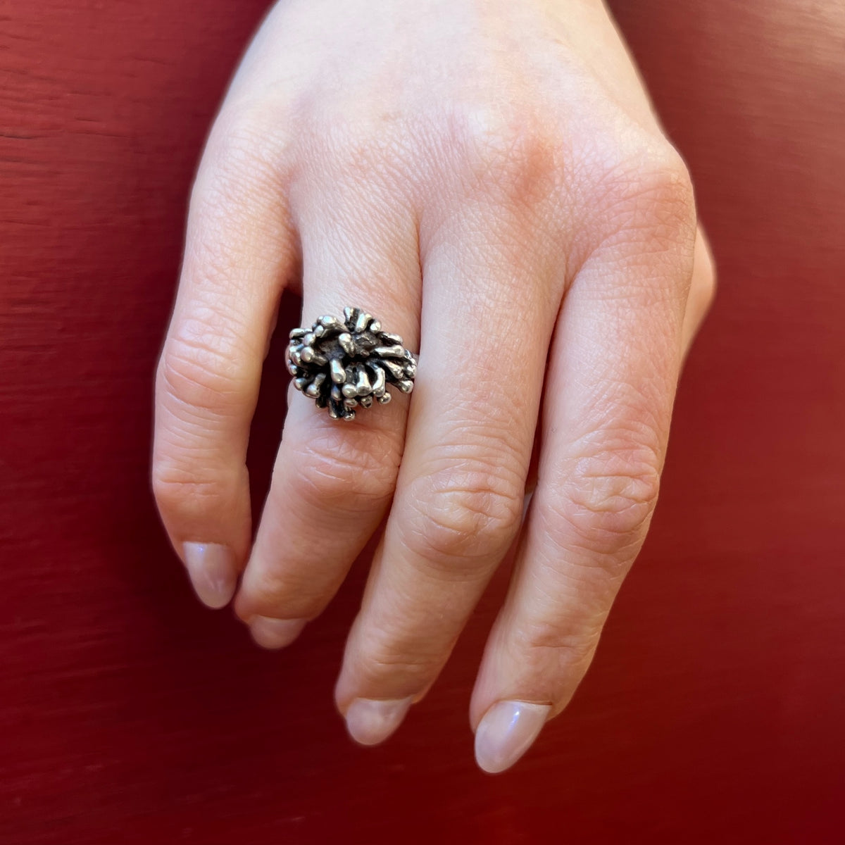 Modernist Sea Anemone Sterling Silver Ring