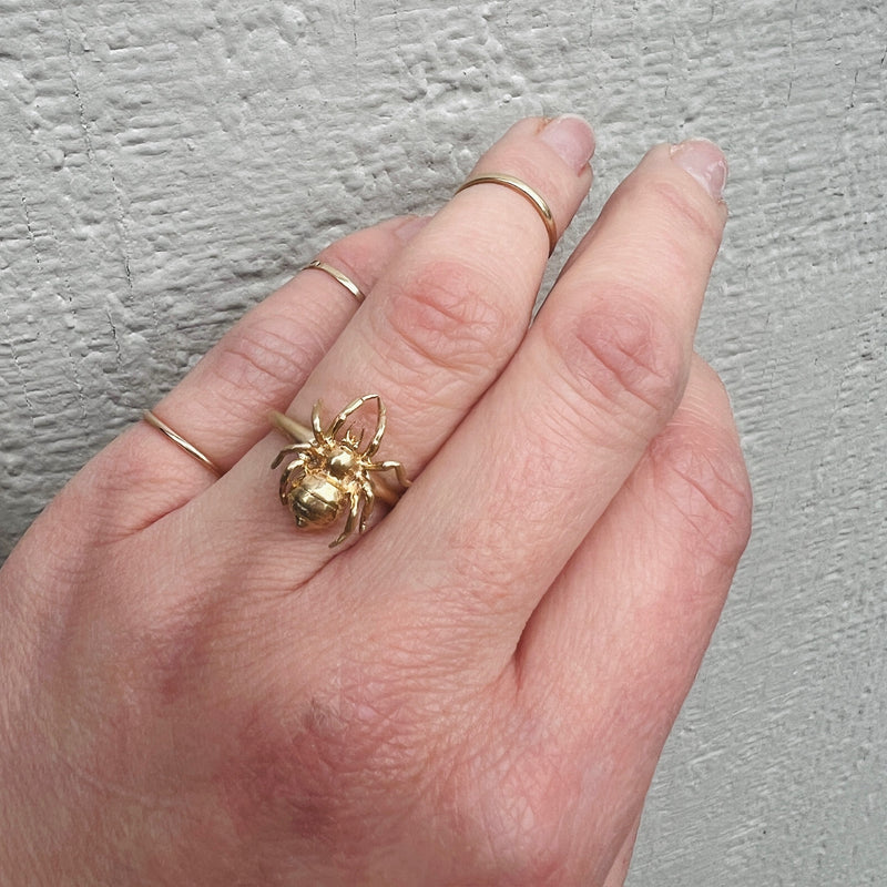 Adorable 18k Gold Spider on 14k Band