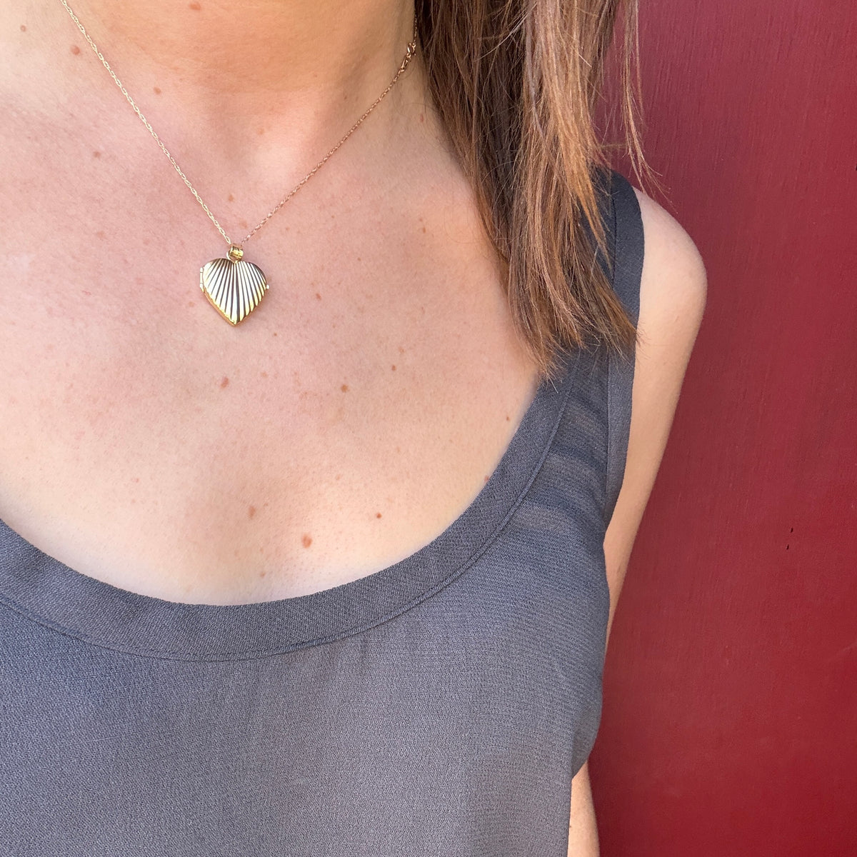 Sweet Scalloped 14k Gold Heart Locket