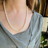 Matinee Length Pearl Necklace with Decorative Diamond Clasp