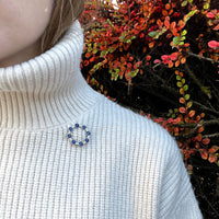 Superb Sapphire & Diamond Platinum Circle Brooch