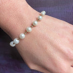 Creamy Cultured Pearls on Gold Wire Linked Bracelet