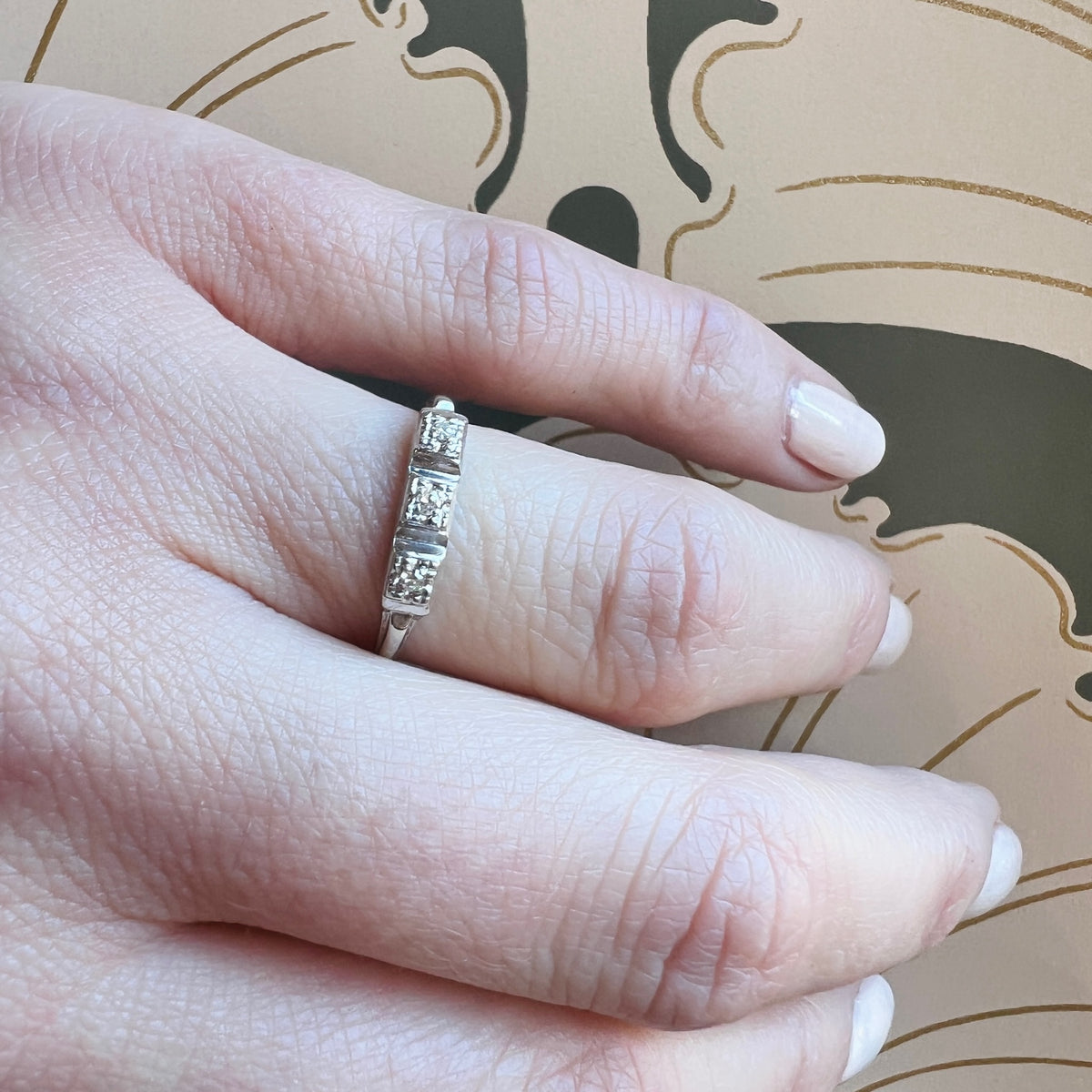 Three Diamond Wedding Band in White Gold