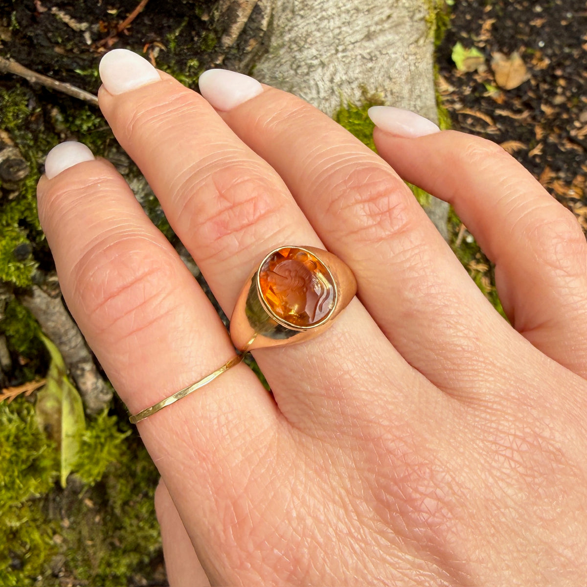 Sunny Citrine Intaglio in Gold Signet