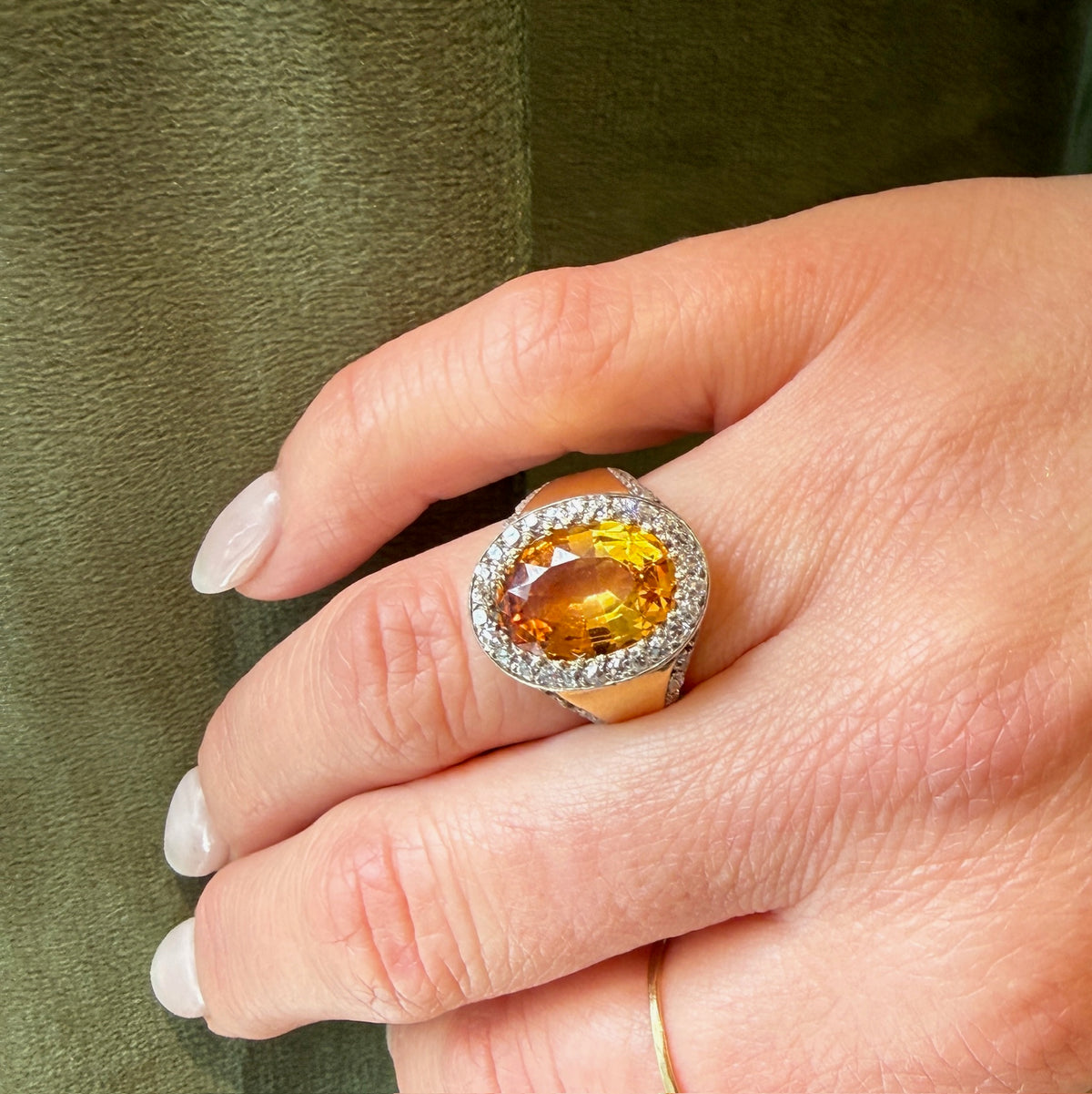 Antique Topaz & Old Mine Cut Diamond Ring
