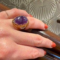 Mystical Amethyst 18k Moon Ring