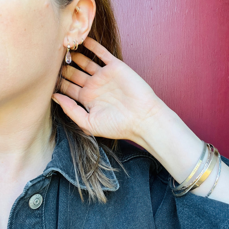 Delightful Amethyst Drop Earrings with Diamond Accents