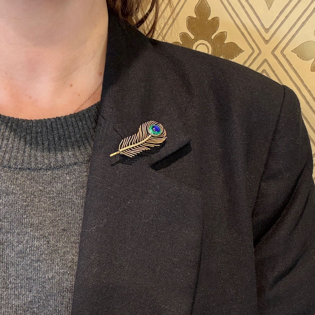 Lovely Art Nouveau Peacock Feather Brooch
