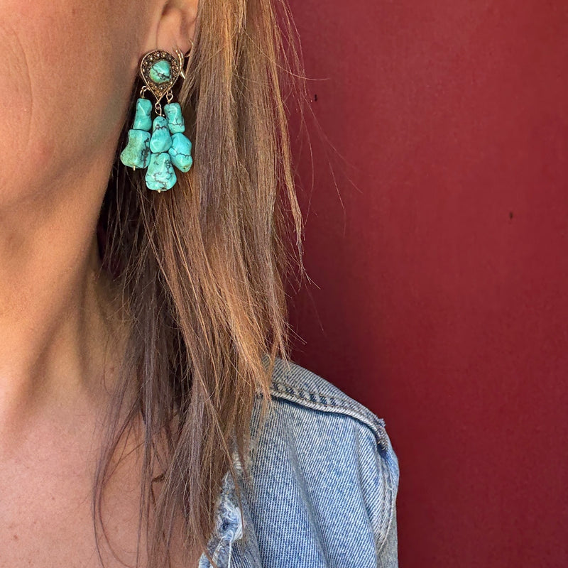 Gorgeous Turquoise Nugget Drop Earrings