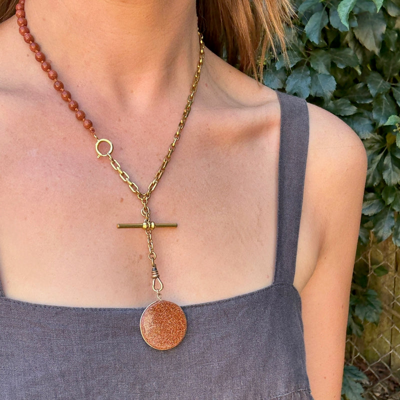Glittery Edwardian Goldstone Pendant