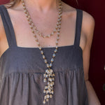 Extra Long Glass & Brass Beaded Sautoir Necklace