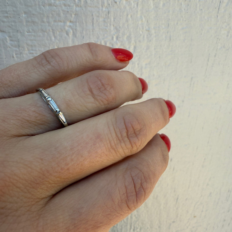 Slim Baguette Diamond & White Gold Wedding Band