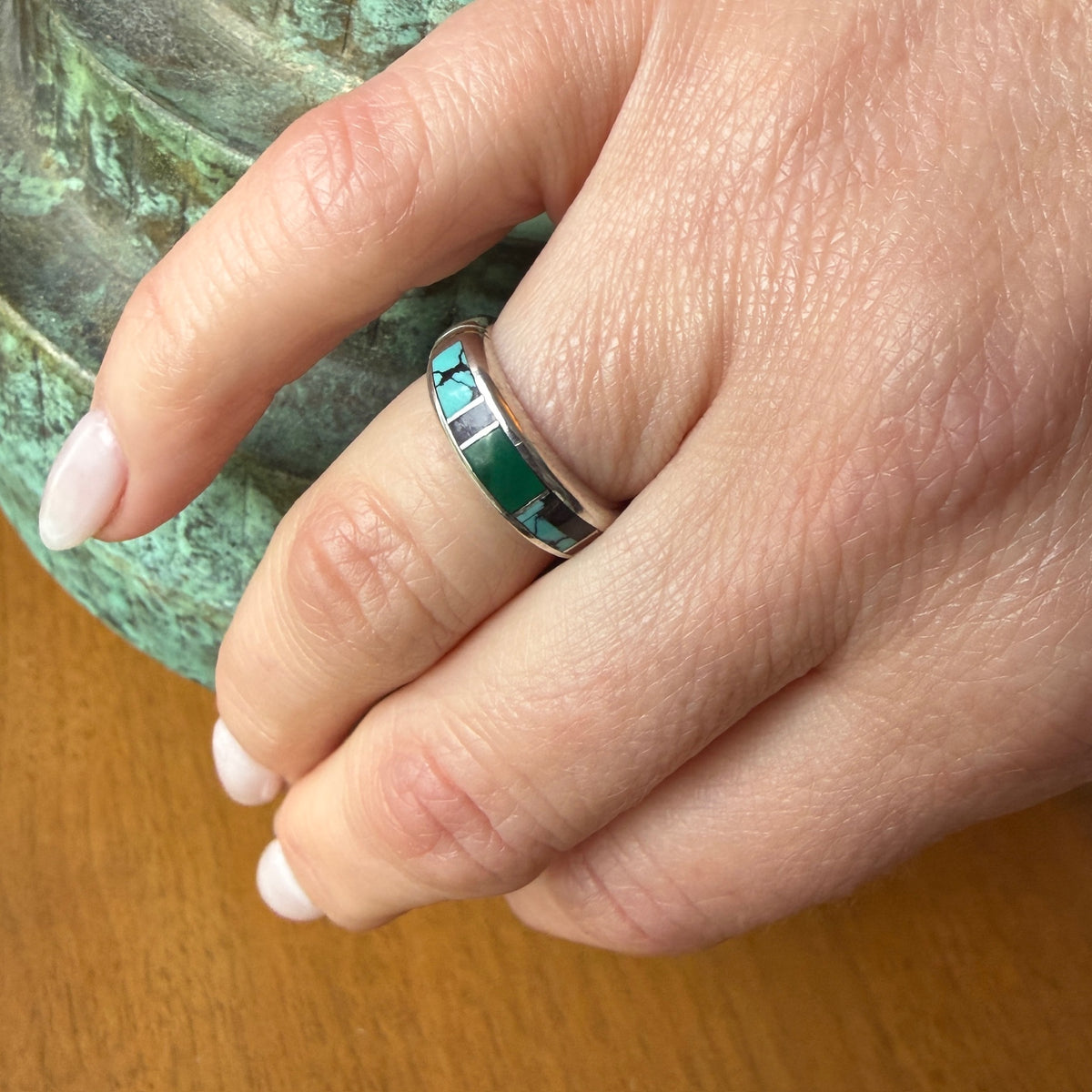 Multi-Stone Mosaic in Sterling Silver Band