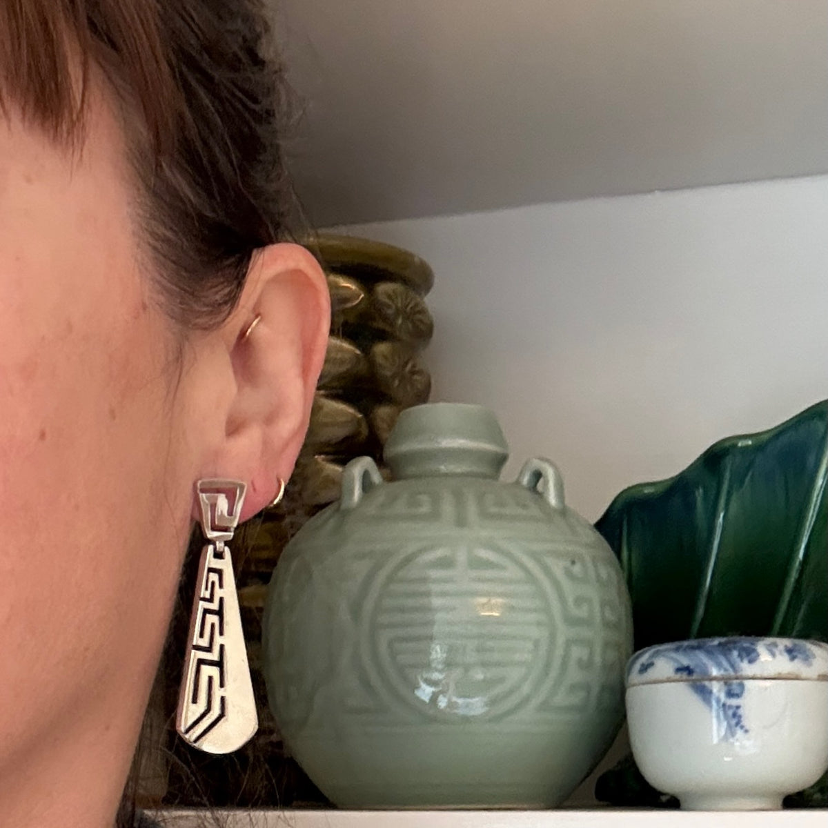 Pendulum Cutout Sterling Silver Statement Earrings