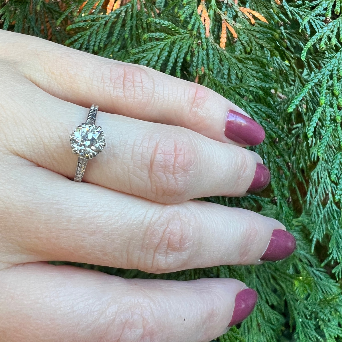Enchanting Old European Cut Diamond in Platinum Solitaire