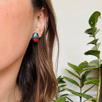 Intense Color-Block Inlay & Sterling Silver Studs