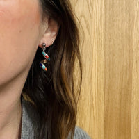 Sterling Silver Spiral Earrings with Colorful Stone Inlay