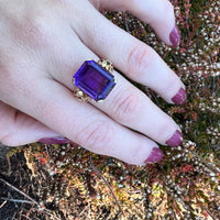 Sumptuous Amethyst in Gold Retro Cocktail Ring