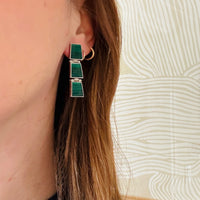 Marvelous Malachite Inlay in Sterling Silver Earrings