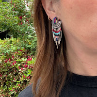 Outrageous Multi-Stone Inlay & Sterling Earrings by Q.T.