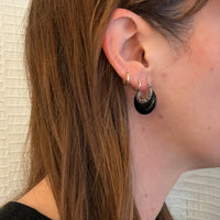 Chic Onyx & Sterling Hoops with Marcasite Accents