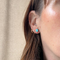 Square Turquoise & Sterling Silver Studs