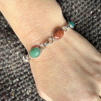 Multi-Stone Scarabs in Sterling Silver Bracelet