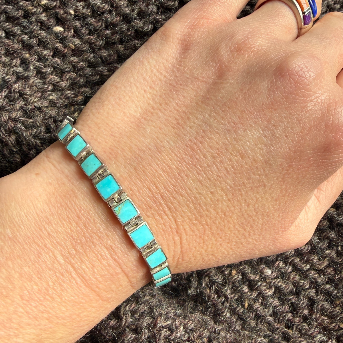 Sleek Turquoise & Sterling Silver Line Bracelet