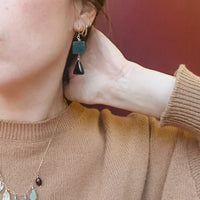 Graphic Apatite & Onyx Earrings by Brin
