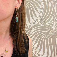 Turquoise & Vintage Gold Filled Link Earrings by Brin