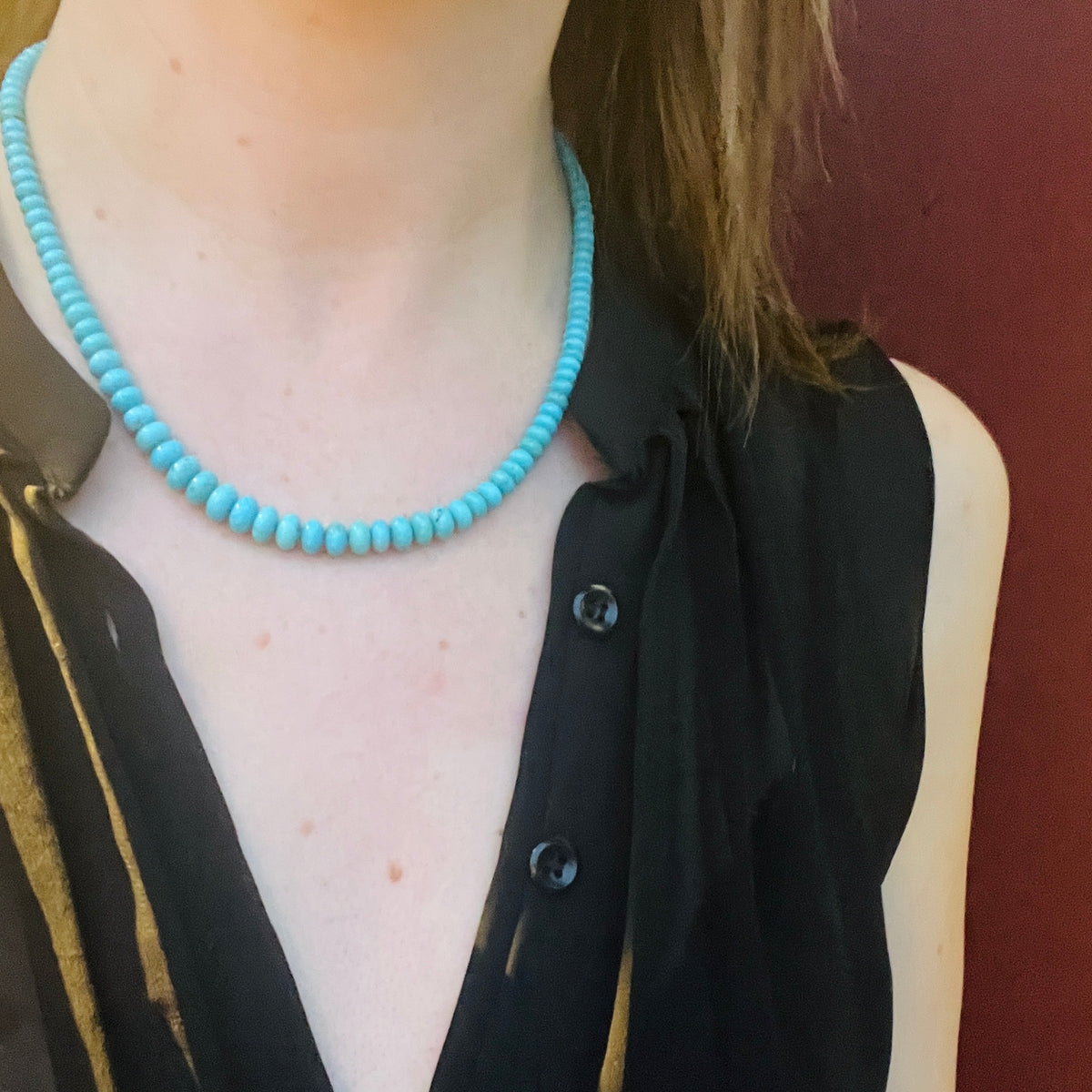 Stunning Graduated Turquoise Beads with 22k Clasp