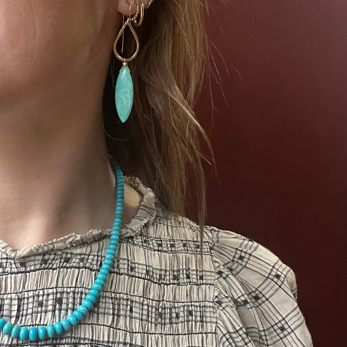 Cairo Turquoise Navettes & Gold Earrings by brunet