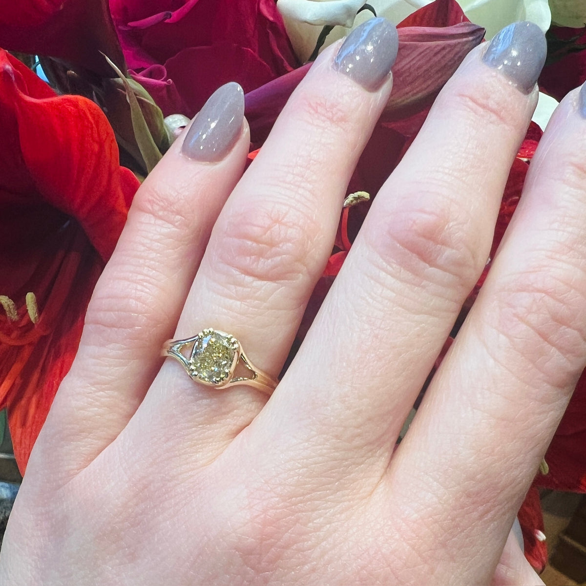 Internally Flawless Fancy Yellow Cushion Cut Diamond Ring by 720