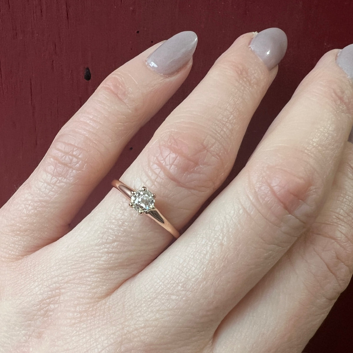 Victorian .44ct Old Mine Cut Diamond in Gold Solitaire Ring