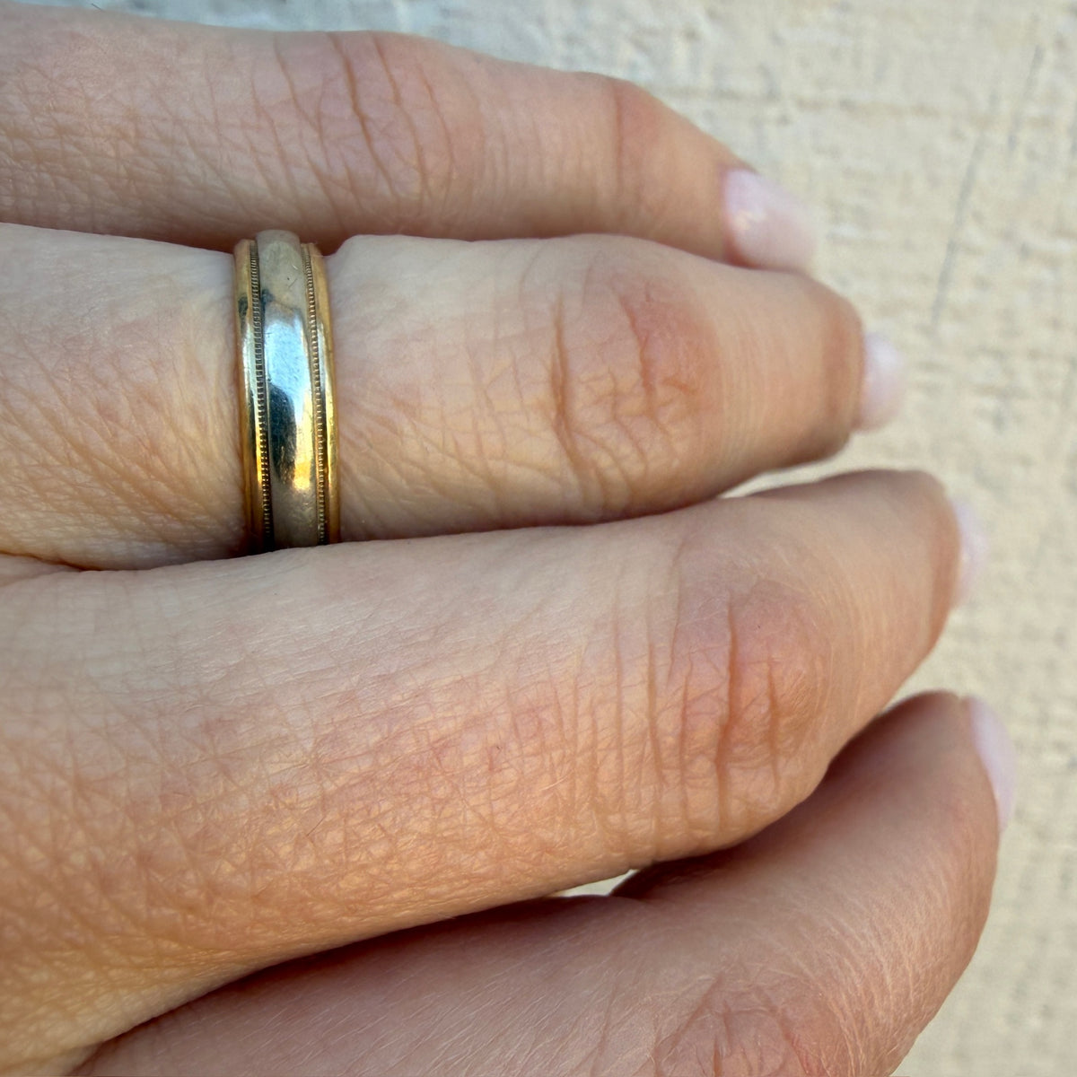 Mid Century Two-Tone Gold Wedding Band