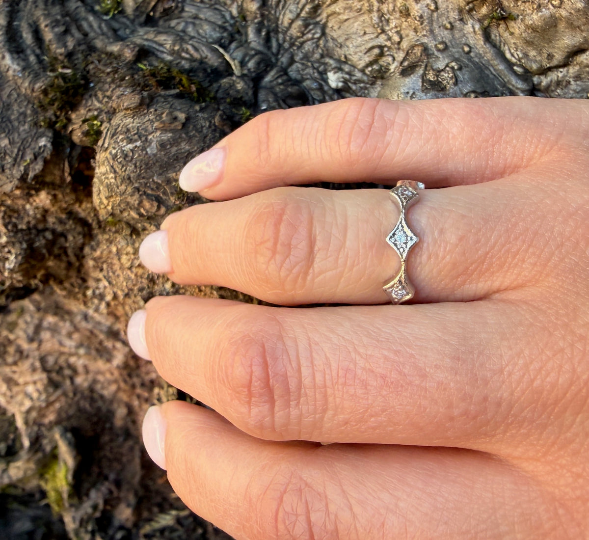 Unusual Platinum & Diamond Eternity Band