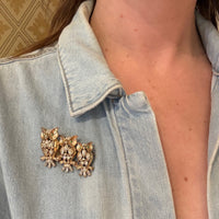 Clever Vermeil Owl Triplets Coro Duette Brooch