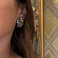 Pastel Spectrum of Rhinestones in Hollycraft Earrings