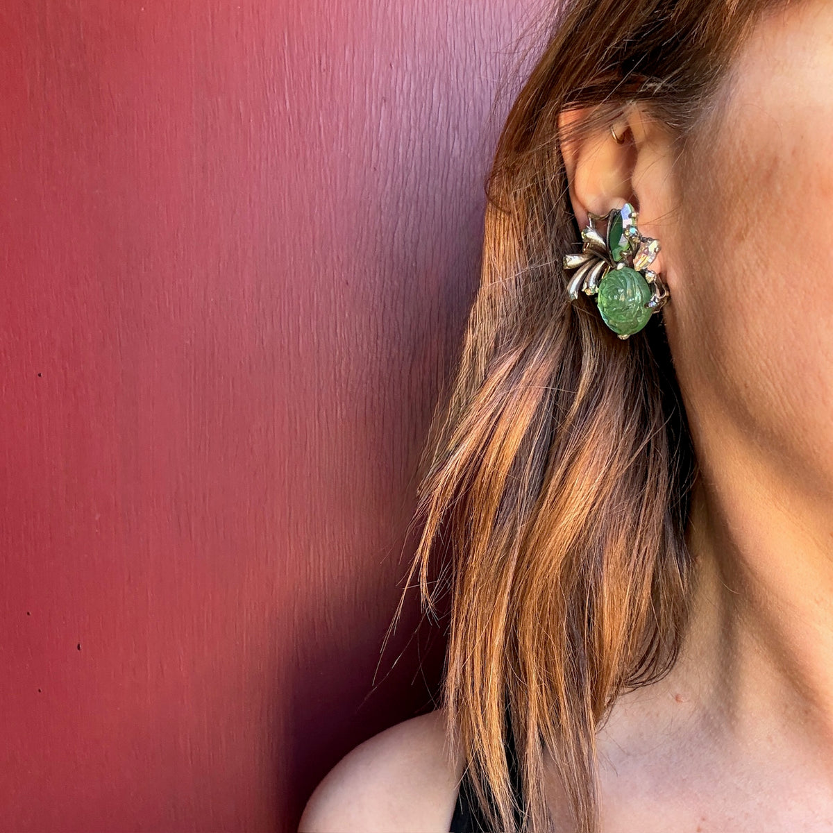 Strange Green Briar Rose Earrings by Schiaparelli