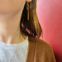 Elegant Wood & Vintage Brass Earrings by Brin