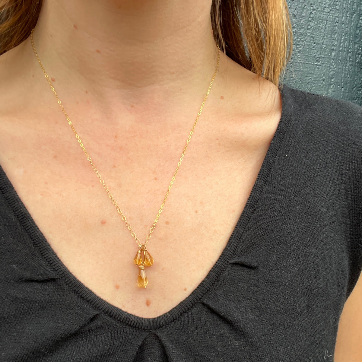 Golden Citrine Drop Necklace by Brin