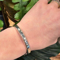 Simple Sterling Hinged Bangle with Beveled Edge