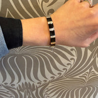 Onyx Inlay in Sterling Silver Hinged Bangle