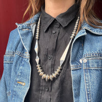 Modernist Navajo Round & Angled Bicone Silver Beads