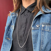 Long Italian Sterling Silver Rolo Link Chain