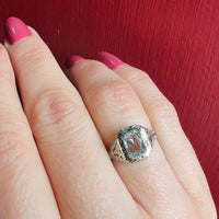 Lacy Deco Filigree Aquamarine Ring