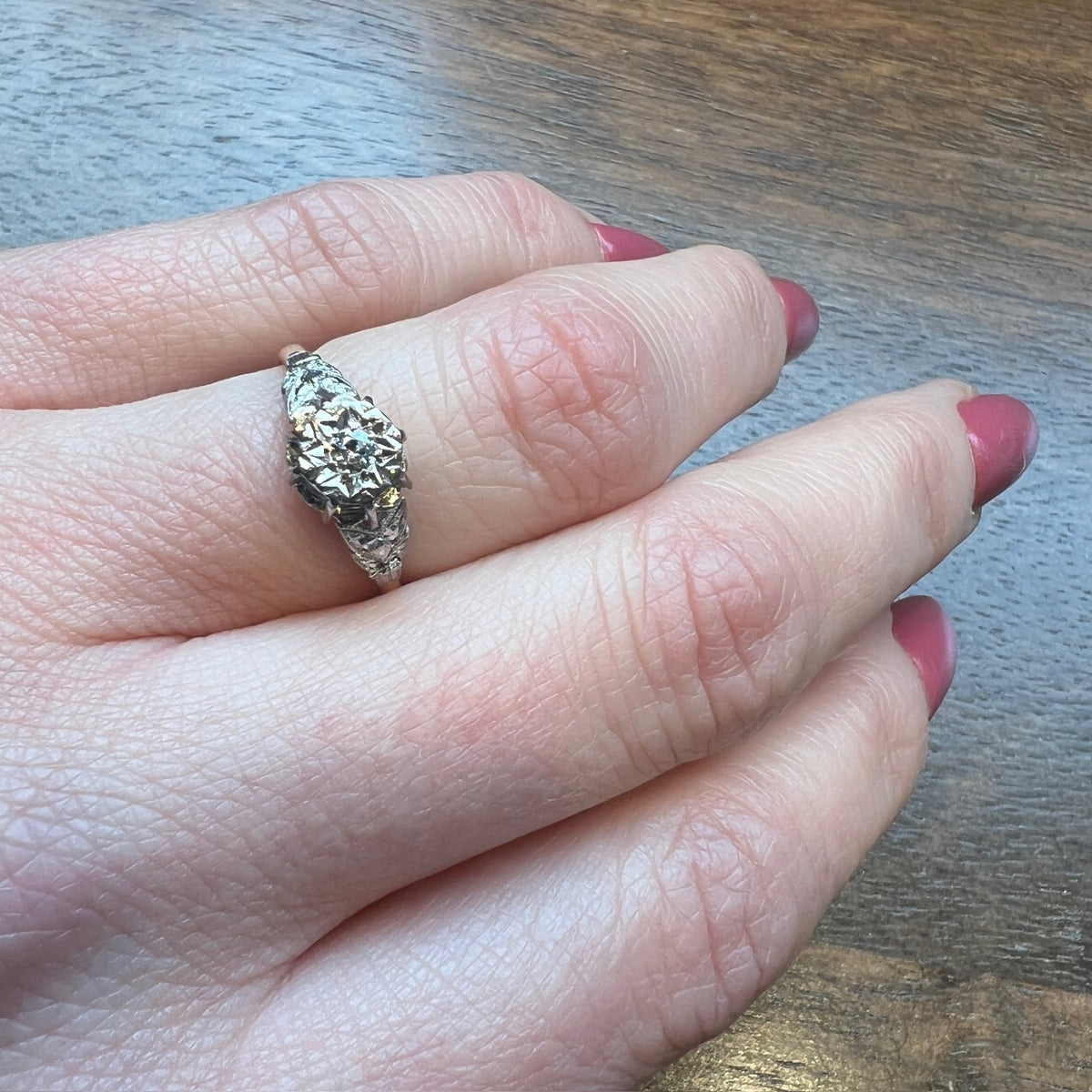 Star Set Diamond Engagement Ring Platinum & 18ct Gold