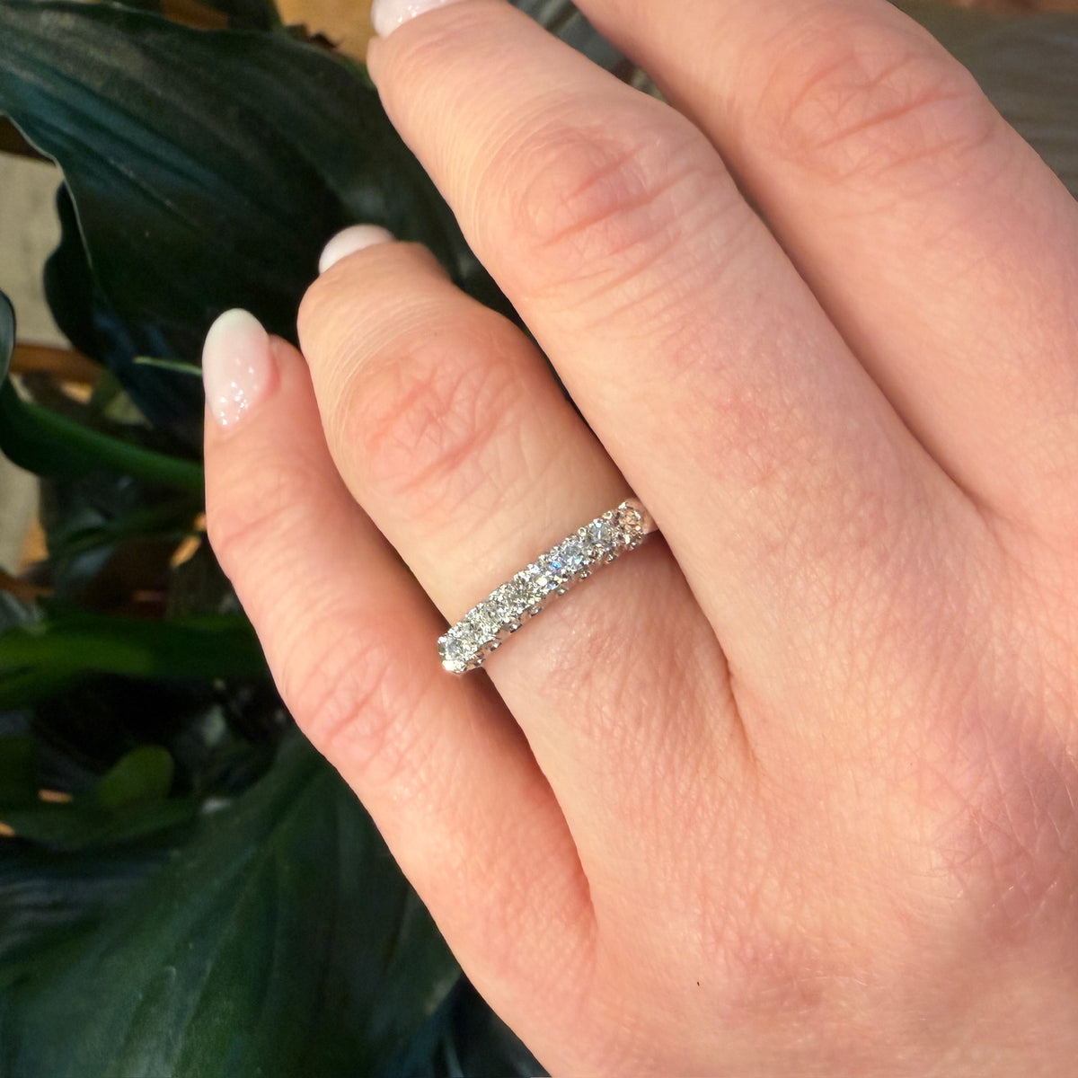 Classic Vintage Knife Edge Diamond Platinum Band
