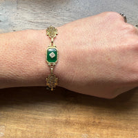 Summery Green Chalcedony & Gold Filigree Bracelet
